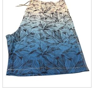 Men’s Big & Tall Blue and Black Leaf Pattern bathing suit Swim Trunks size 4XL